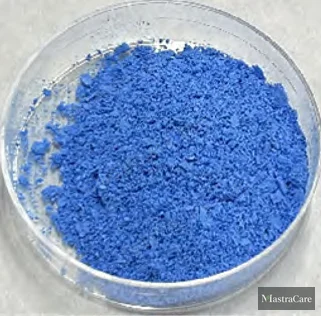 Figure 2: Phycocyanin product morphology — freeze-dried powder after Sephadex G-200 purification, showing characteristic deep blue coloration